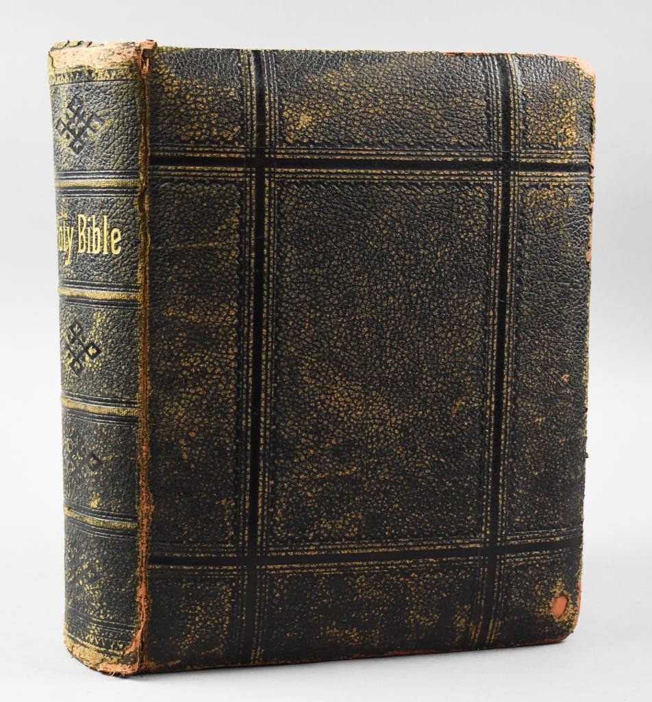 Antique 19th C Leather Bound Holy Bible, 1868 Notes (1 of 9)
