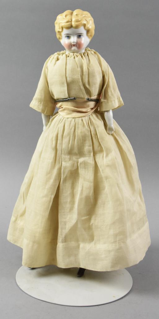 c1890 German Low Brow Blond China Head Doll - 16" (1 of 7)
