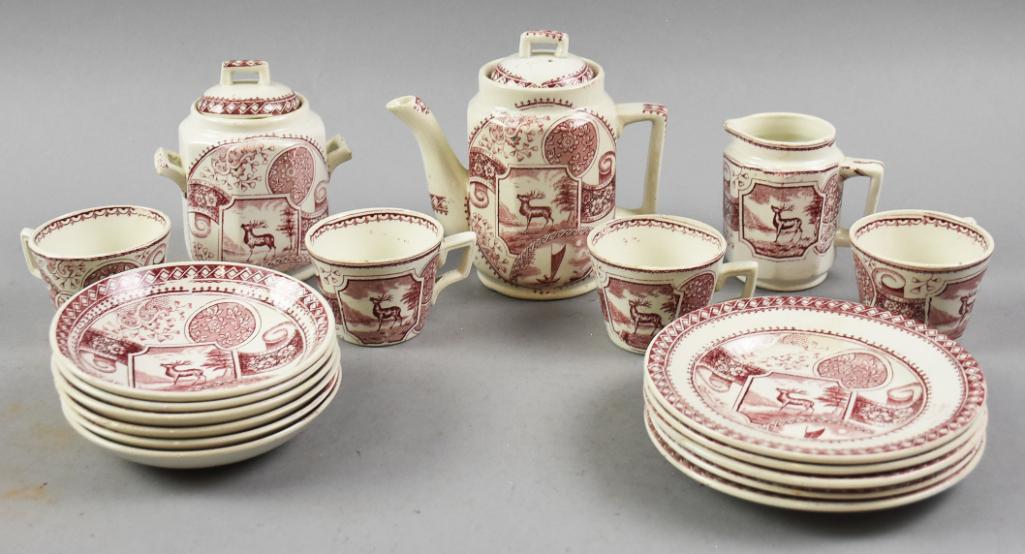 c1890 Charles Allerton & Sons Child's Dish Set, Stag (1 of 8)