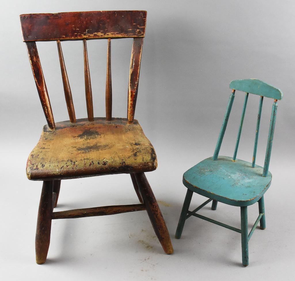 Pair Vintage and Antique Child/Doll Chairs (1 of 7)