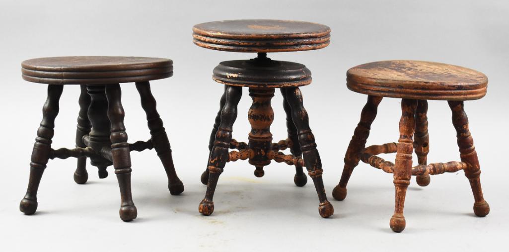 19th C Salesman Sample Piano and Step Stools (1 of 4)