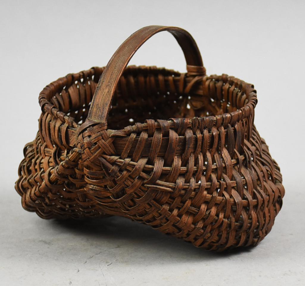 Antique Miniature Oak Split Buttocks Basket (1 of 6)
