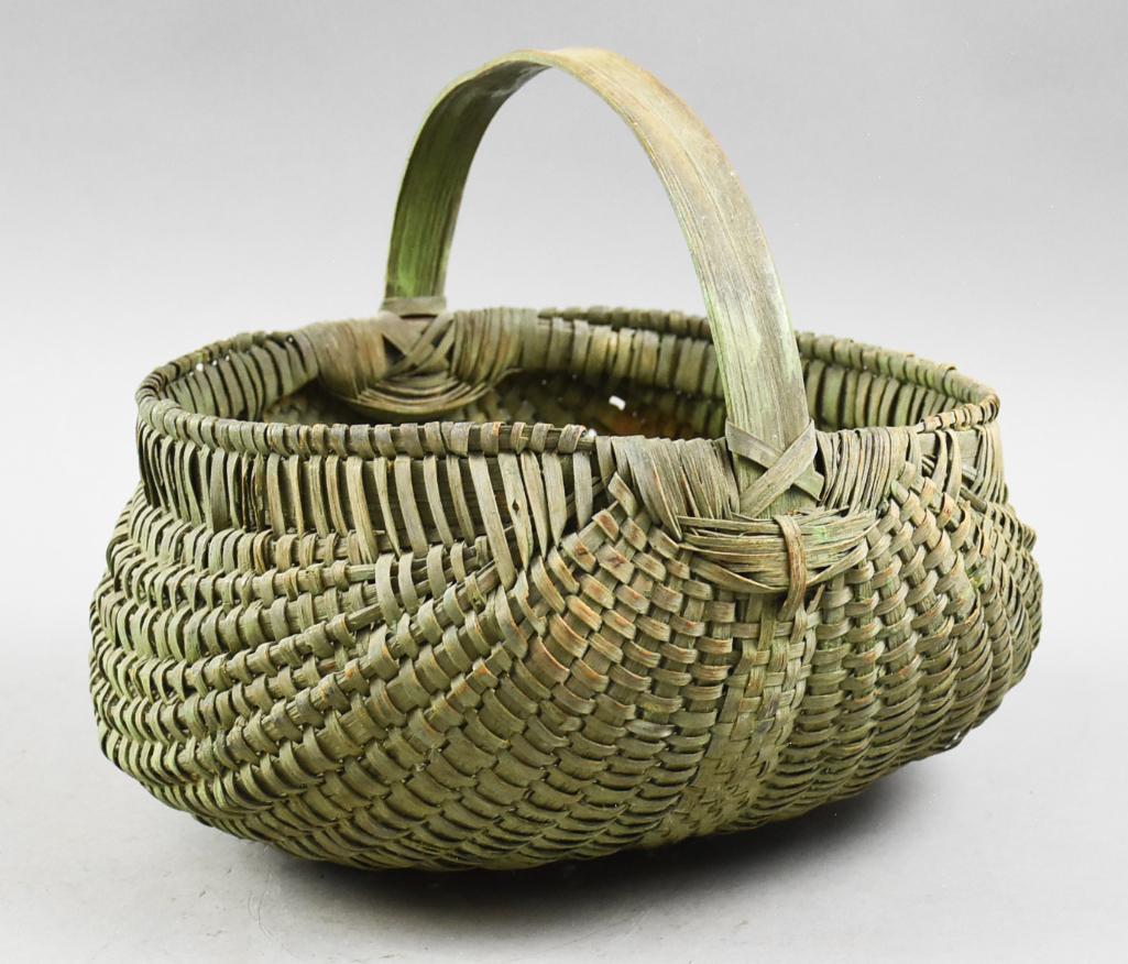 19th C Antique Green Painted Basket (1 of 5)