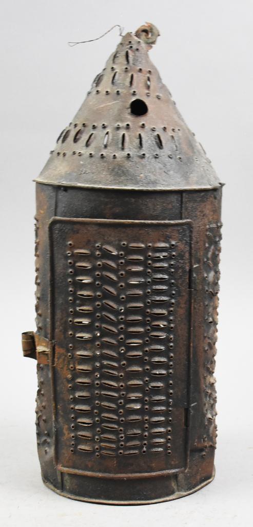 19th Century Pierced Tin Lantern (1 of 6)