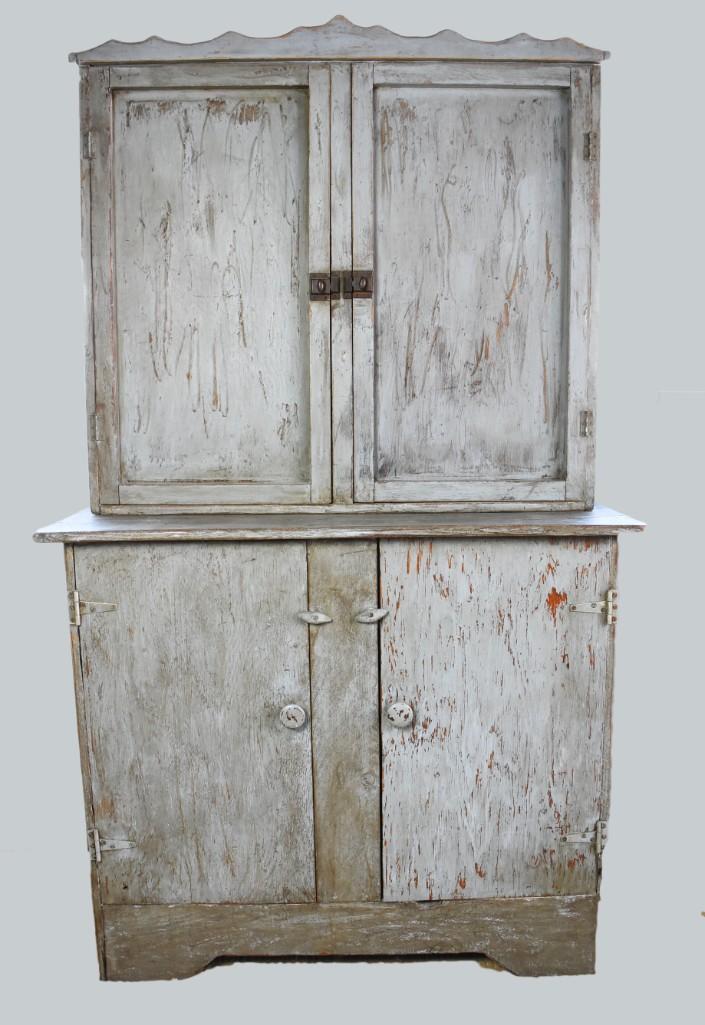 Primitive Antique Distressed Painted Step Back Cupboard (1 of 20)