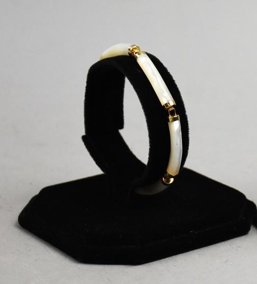 Vintage Chinese White Jade & 14K Gold Bracelet (1 of 5)