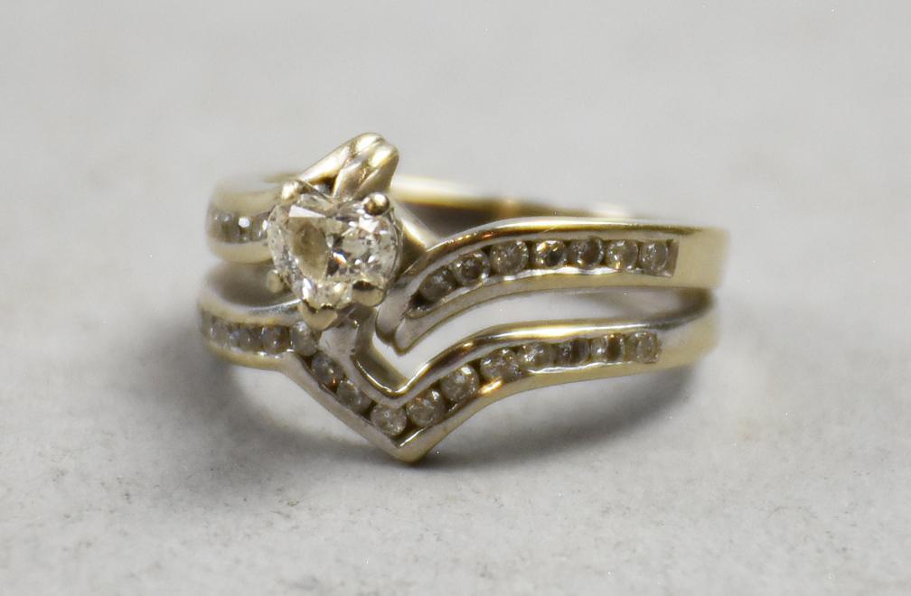 14K Heart Diamond Wedding Ring & Band, 1.25ct (1 of 15)