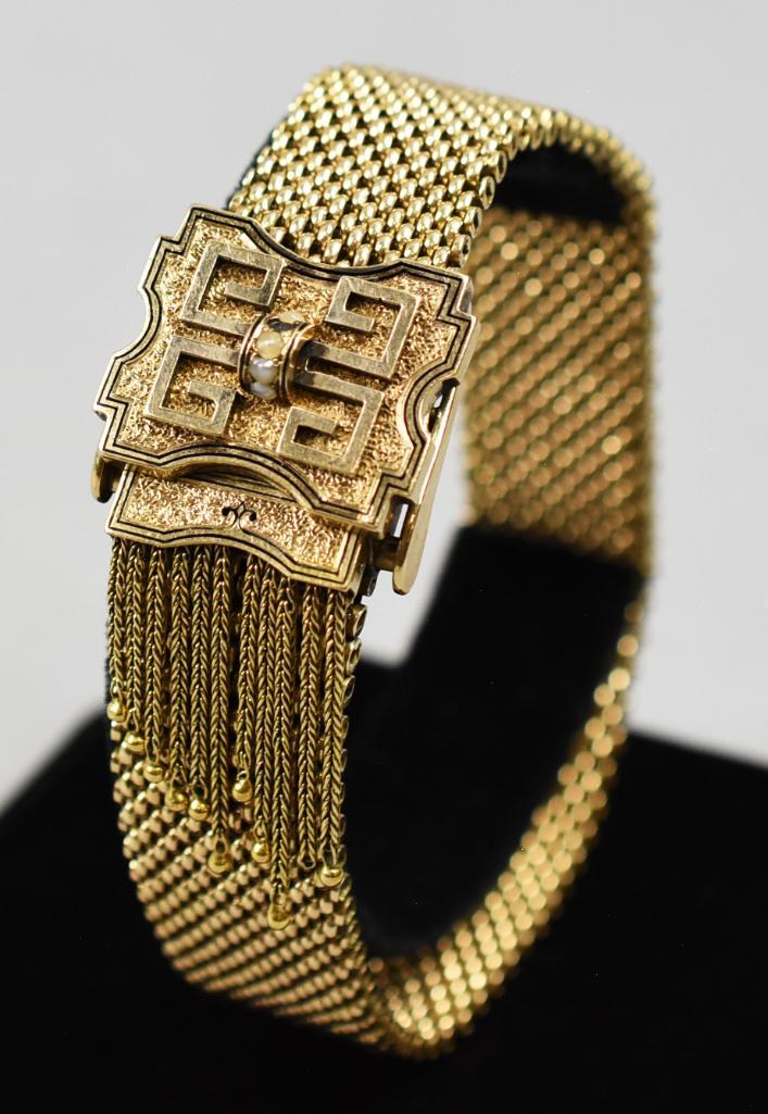 Etruscan Revival 14K Gold Mesh Slide Bracelet (1 of 7)