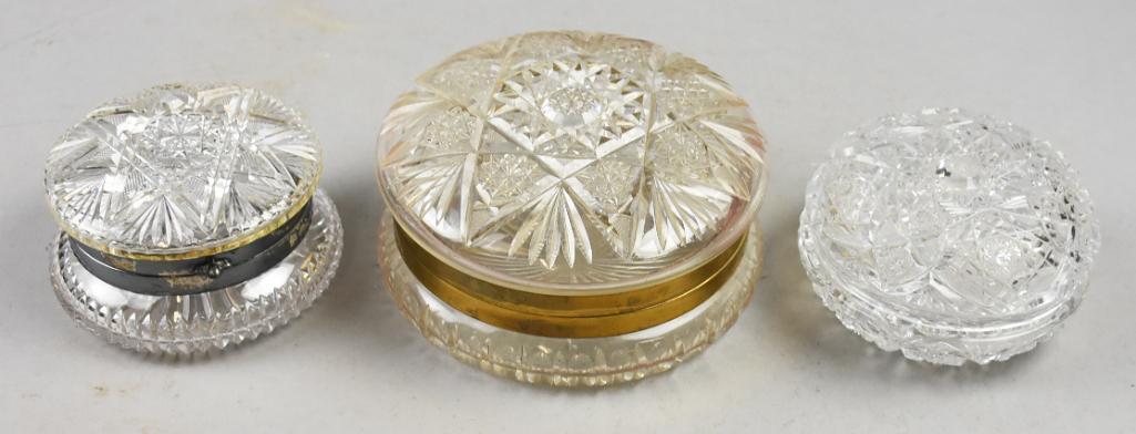 (3) Vintage Cut Crystal Powder Jars (1 of 5)