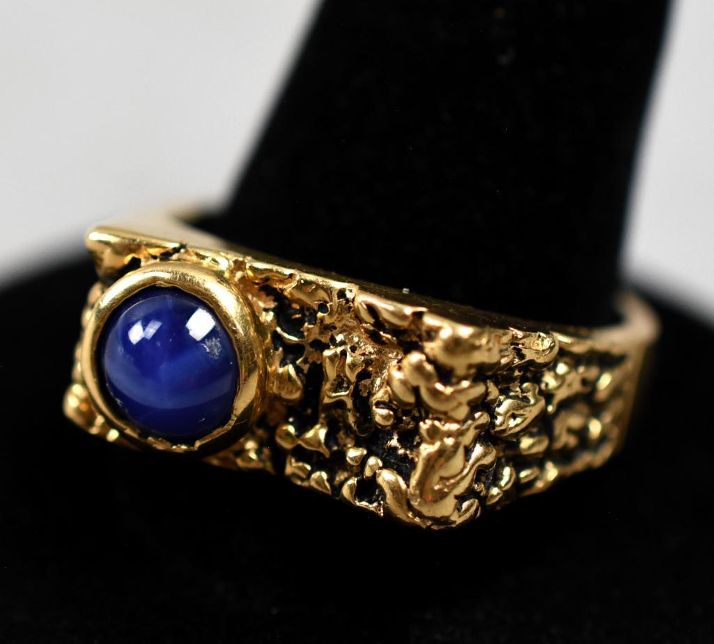 Vintage 14K Gold Nugget Style, Star Sapphire Ring (1 of 7)