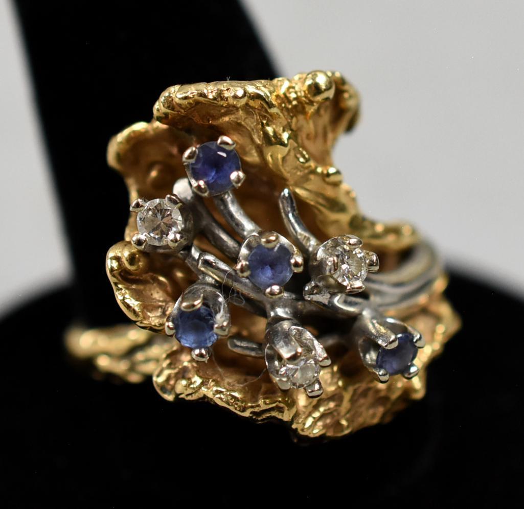 Vintage 14K Yellow & White Gold Diamond/Sapphire Ring (1 of 7)