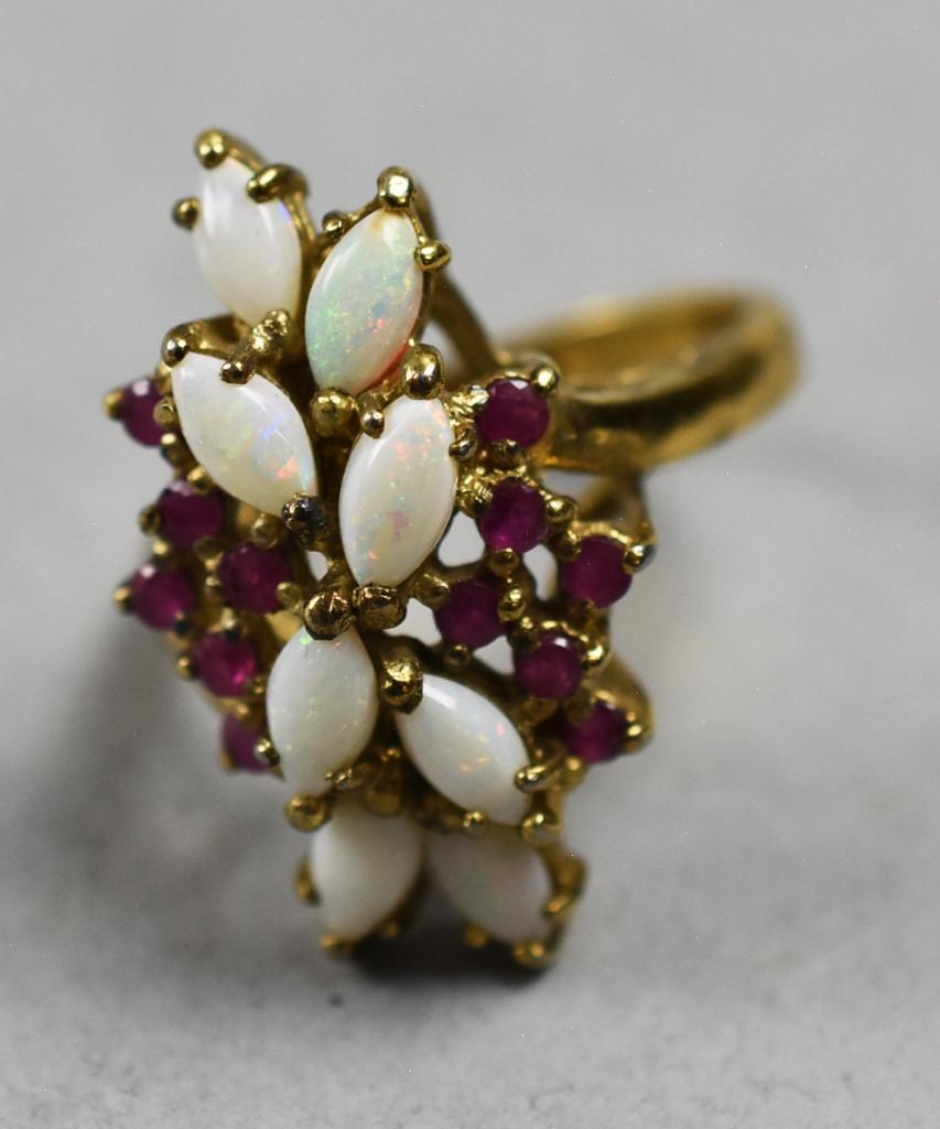 Vintage Vermeil Opal and Ruby Cluster Ring (1 of 7)