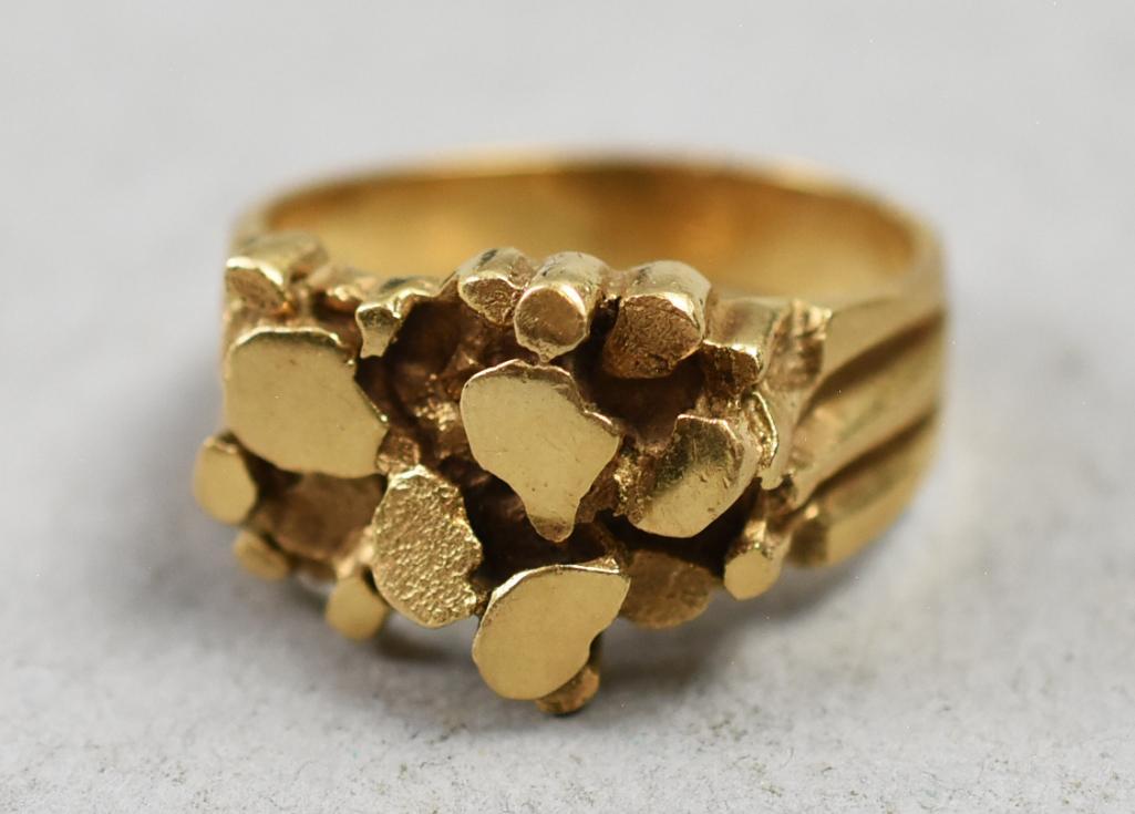 MCM 14K Solid Gold Nugget Brutalist Style Ring (1 of 7)