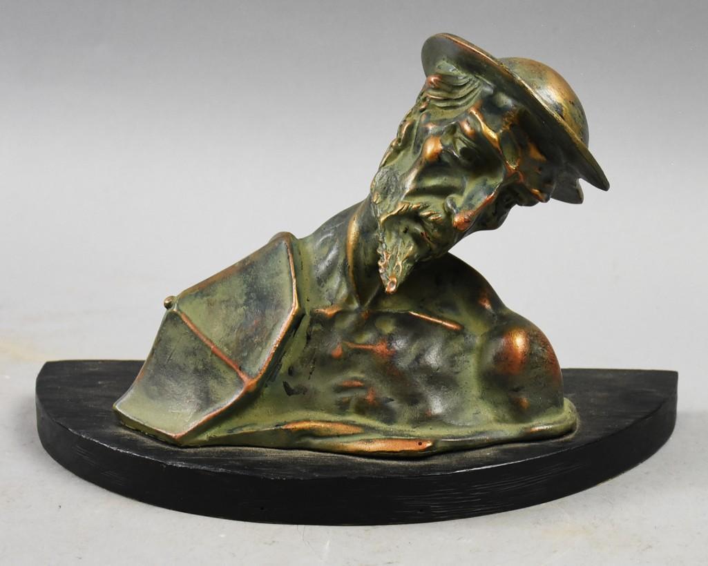 Vintage Resin Don Quixote Bust MCM: This is a great looking bust of character Don Quixote. Beautiful bronze finish and mounted to base. No visible mark and measures approx 11.5 x 7.5 tall. Appears to be made of a resin