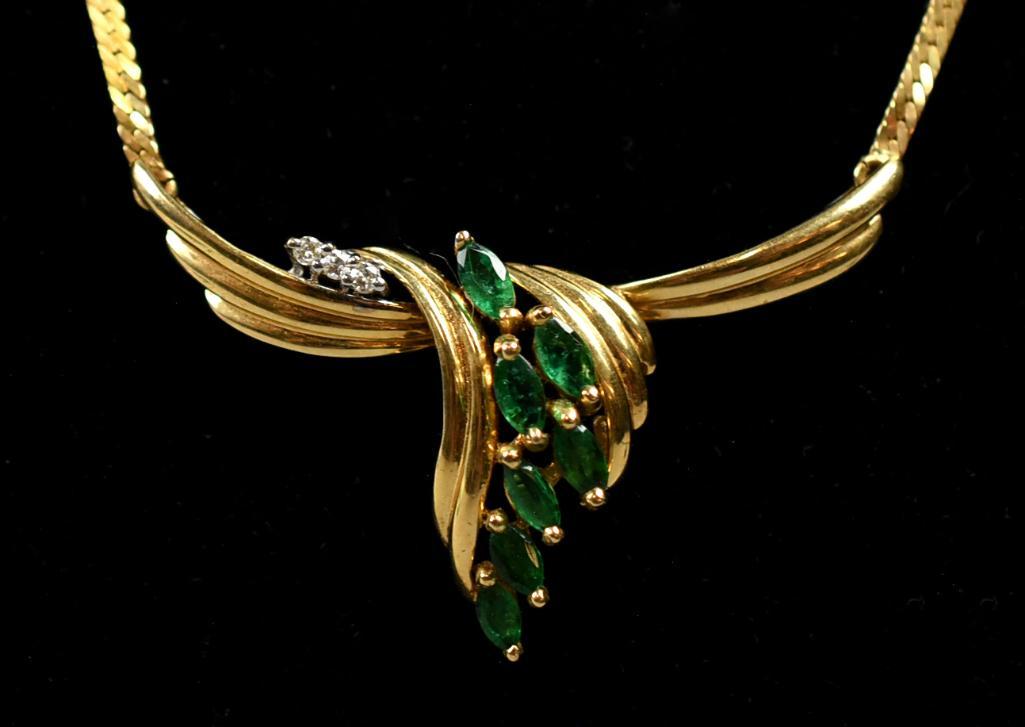 14K Gold and Emerald w/ Diamond Demi Parure (1 of 10)