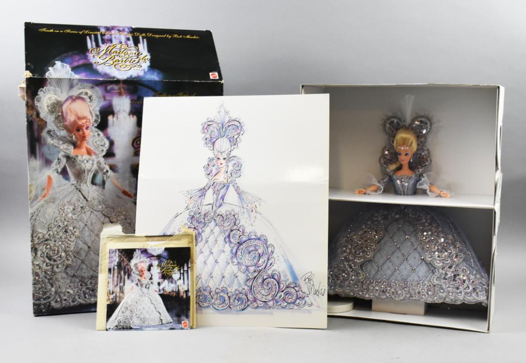 Ltd Ed Bob Mackie Madame Du Barbie, NRFB, COA: Nice never removed from box limited edition Barbie. She is a 1997 Bob Mackie Madame Du Barbie and comes with a COA.