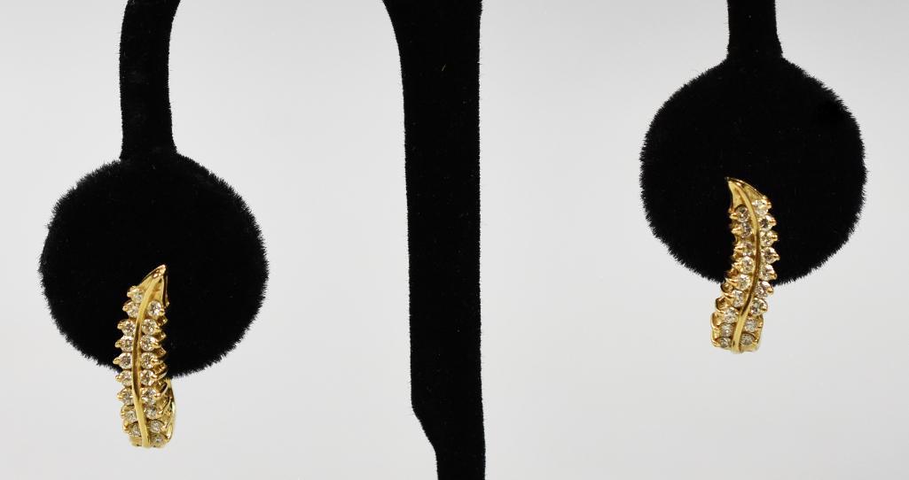 14K Gold & Diamond Stylized Hoop Earrings (1 of 8)