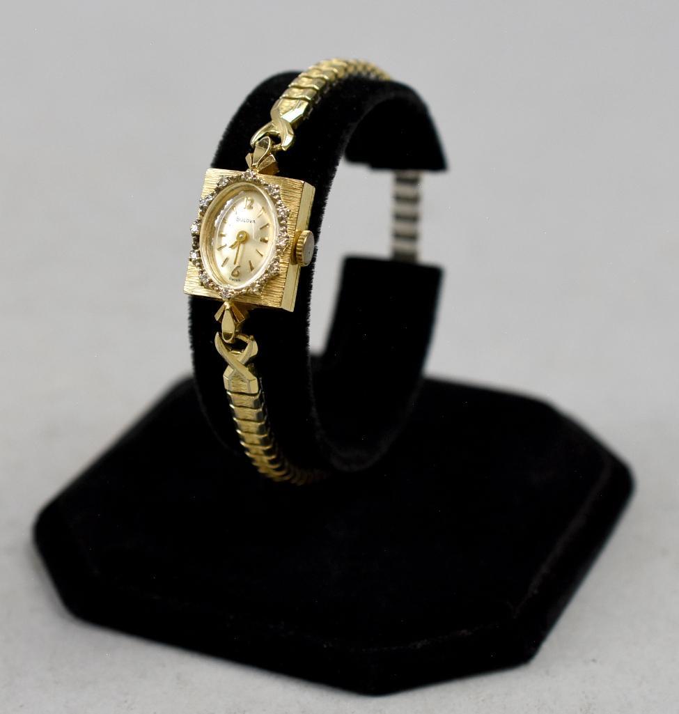 c1960 14K Gold & Diamond Bulova Ladies Watch MCM (1 of 9)