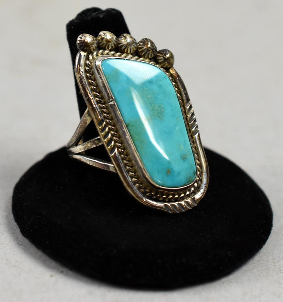 Vintage Native American Sterling & Turquoise Foot Ring (1 of 9)