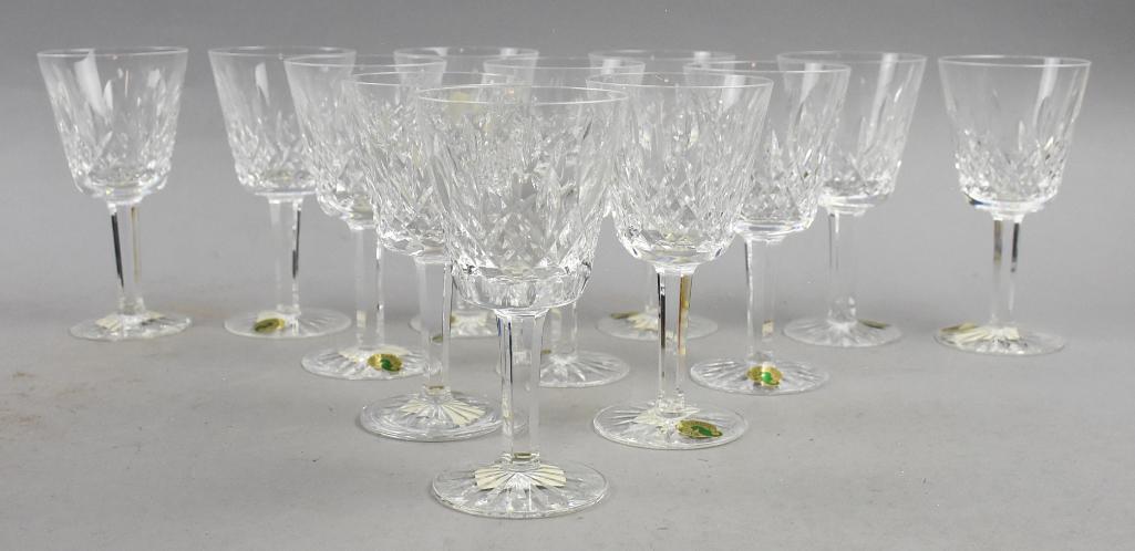 Waterford Crystal - Lismore Claret Wine Glasses BOXES: Terrific lot of Waterford crystal with original boxes. All are Claret Wine glasses in the Lismore pattern. All approx. 5.75 tall