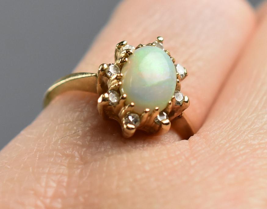 Vintage 14K Gold Opal & Diamond Ring (1 of 8)