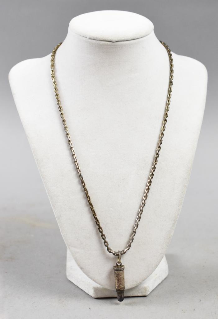 Vintage Sterling Chain Necklace, Bullet Pendant (1 of 6)