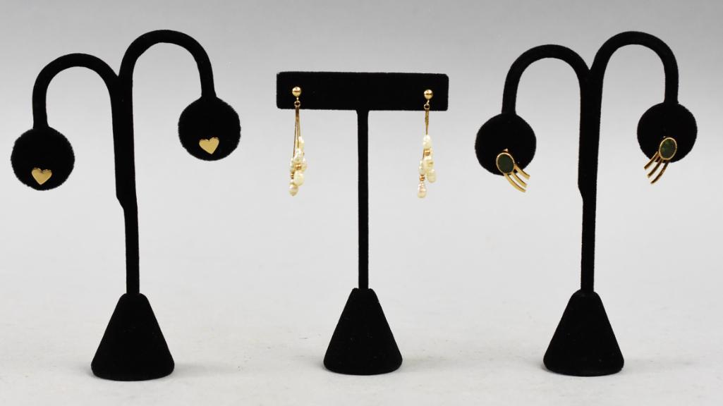 14K Gold Pierced Earring Grouping, Freshwater Pearl (1 of 10)