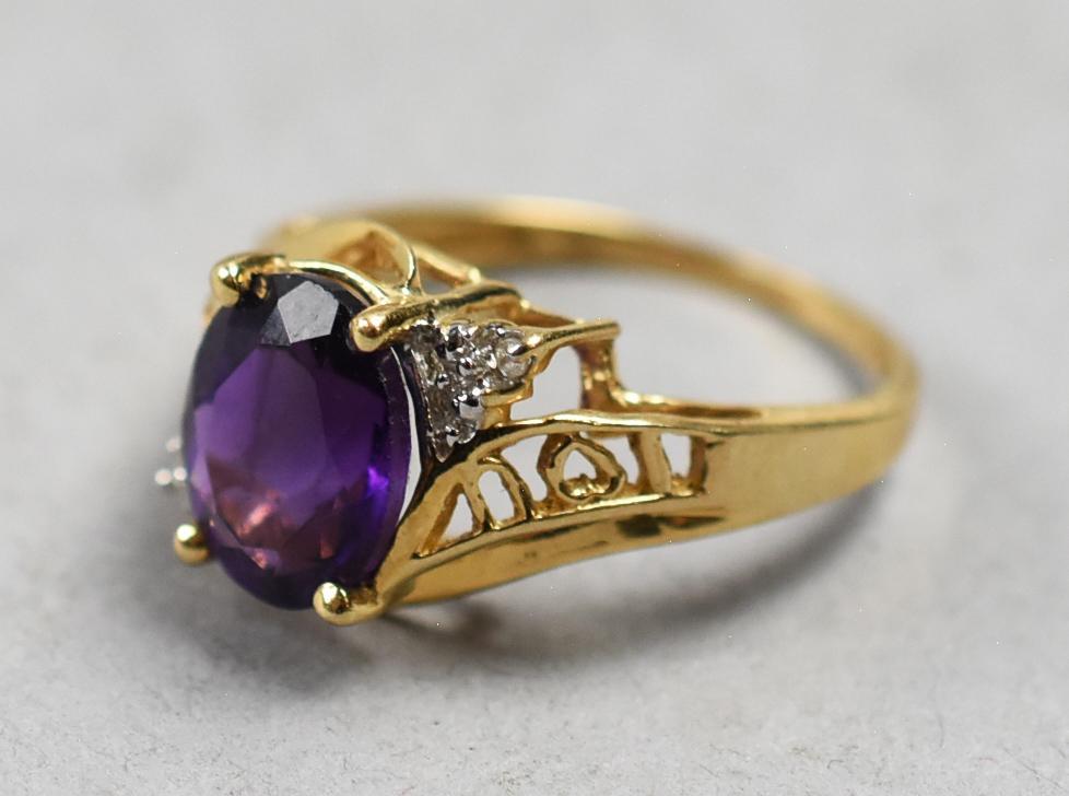 Vintage 10K Amethyst & Diamond I Love You Ring (1 of 9)
