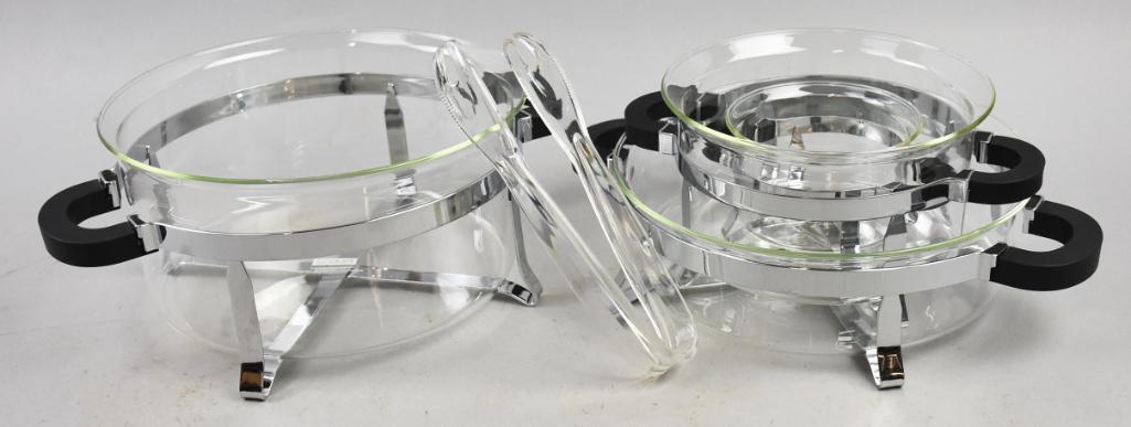 Danish-Swiss Bodum Glass Bowls, Chrome Caddies (1 of 4)