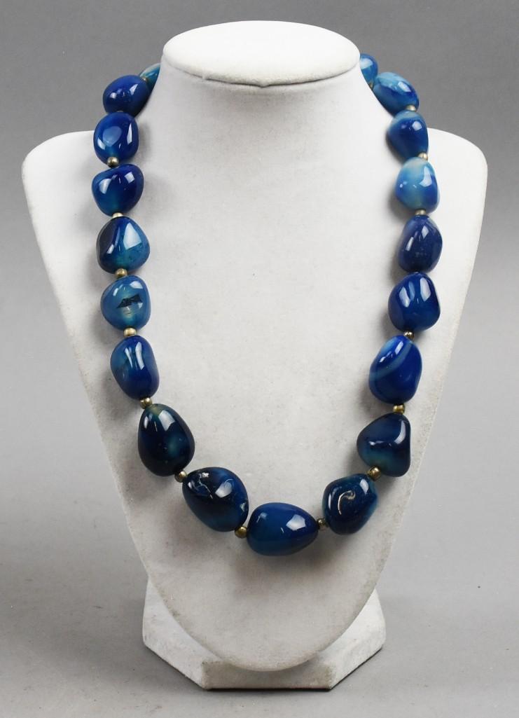 Blue Jasper Agate Polished Necklace (1 of 5)