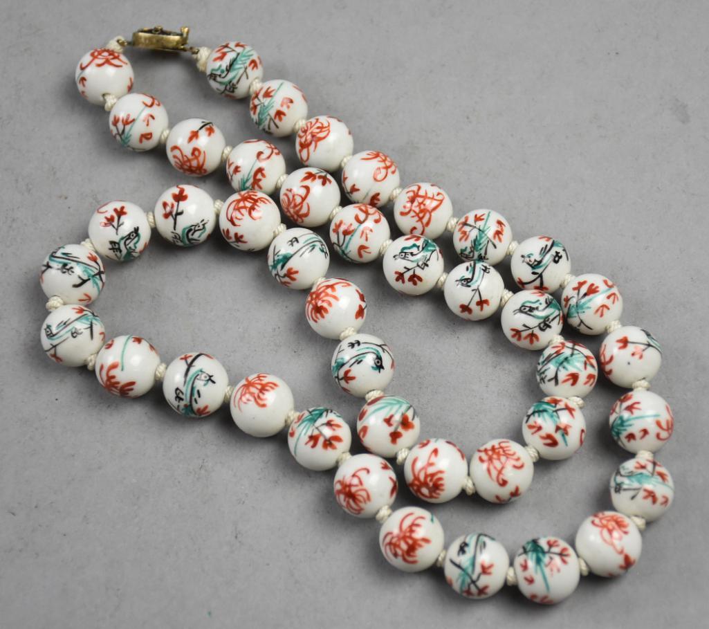 Vintage Hand Painted Chinese Porcelain Bead Necklace (1 of 7)