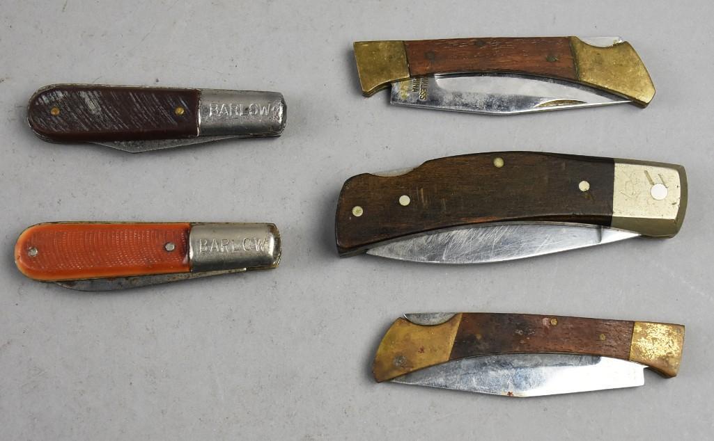 Pair Vintage Barlow Pocket Knives and Three Lock Back Folding Pocket Knives (1 of 11)