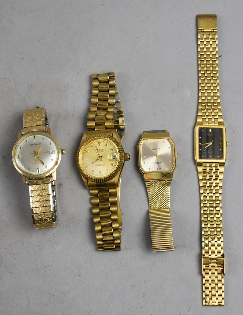 (4) Vintage Mens Wristwatches, Croton, Wittnauer, Seiko (1 of 8)