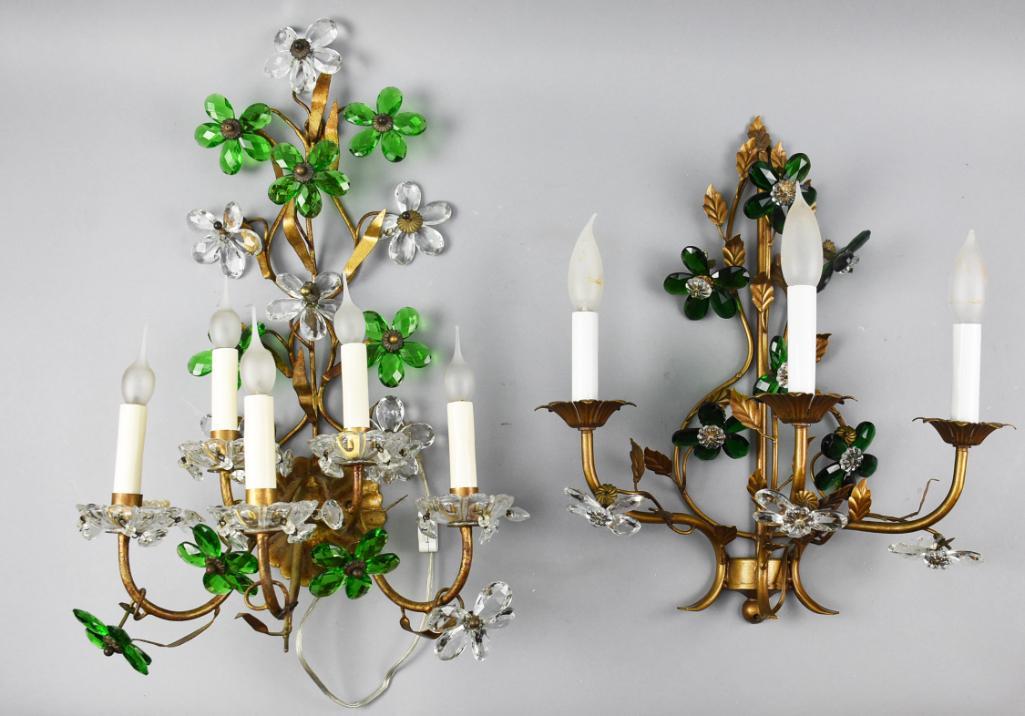 c1950 Cut Crystal Daisy Electric Wall Sconces MCM (1 of 13)