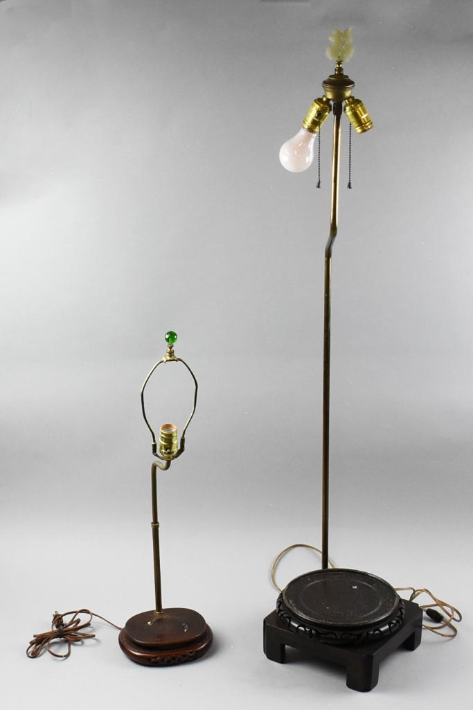 Chinese  Table & Floor Lamps w/ Vase Stands Jade (1 of 6)
