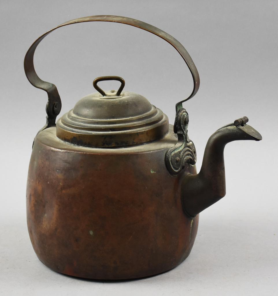 Antique Primitive Hand Crafted Copper Teapot (1 of 4)