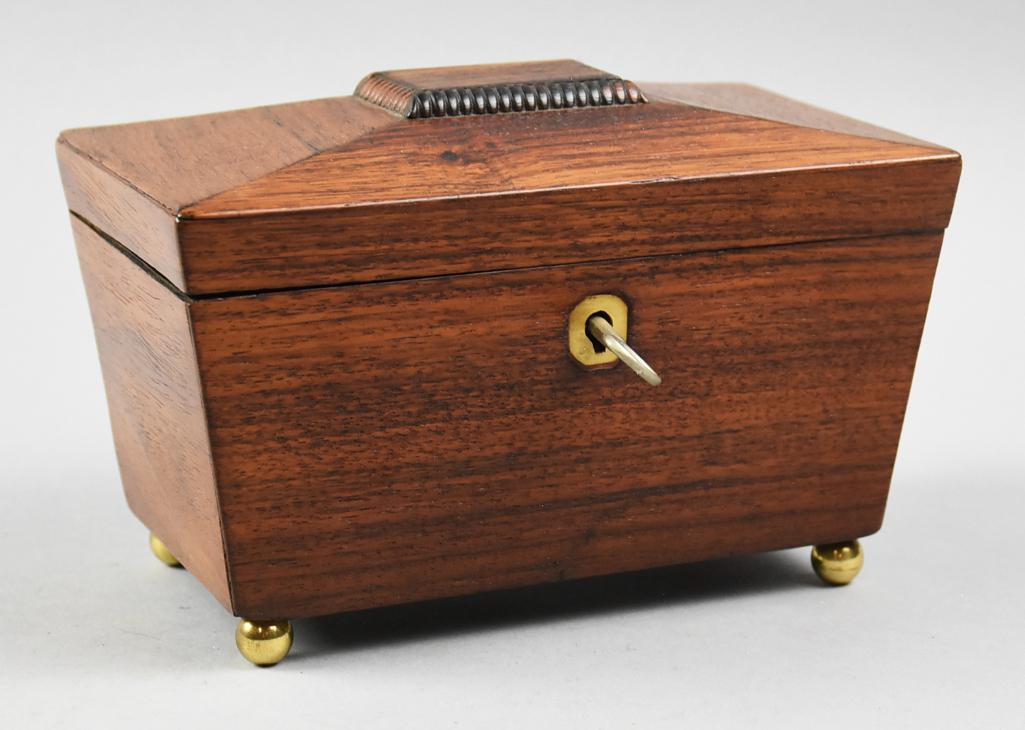 19th C English Tea Caddy w/ Key (1 of 8)