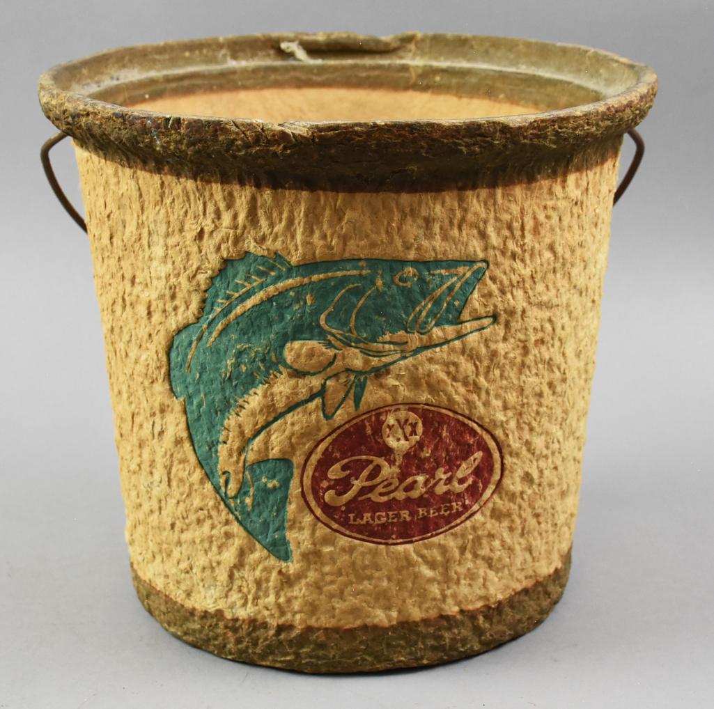 c1940 Pearl Lager Beer Corrugated Bait Bucket (1 of 6)