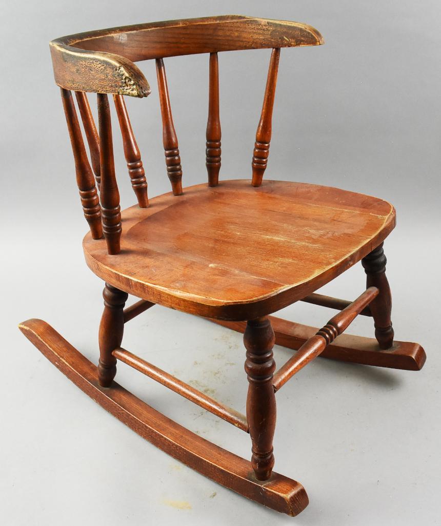 Antique Solid Wood Child's Rocking Chair (1 of 5)