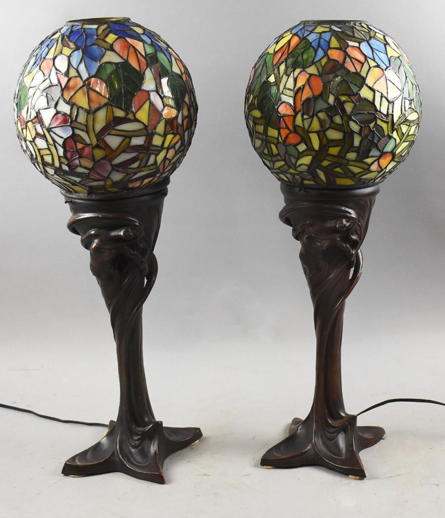 Art Nouveau  Women Tiffany Style Lamps Globe Shades (1 of 9)
