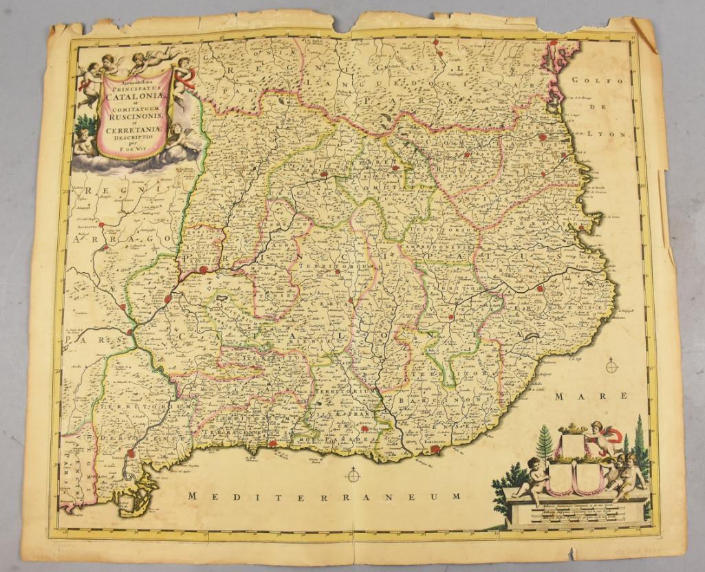 c1665 Frederik De Wit Catalonia Hand Engraved/Colored (1 of 6)