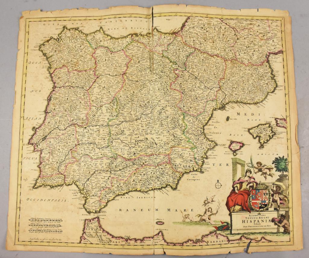 c1665 Frederik De Wit Hispania Hand Engraved/Colored (1 of 6)