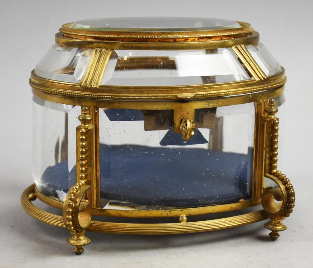 Antique Baccarat Crystal Gilt Bronze Jewelry Casket (1 of 8)