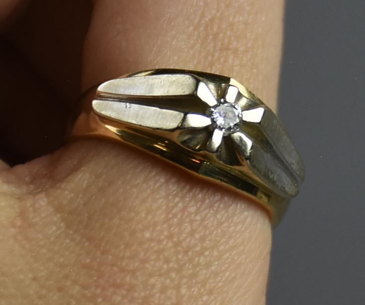 Vintage Mens 14K Yellow & White Gold Diamond (1 of 6)