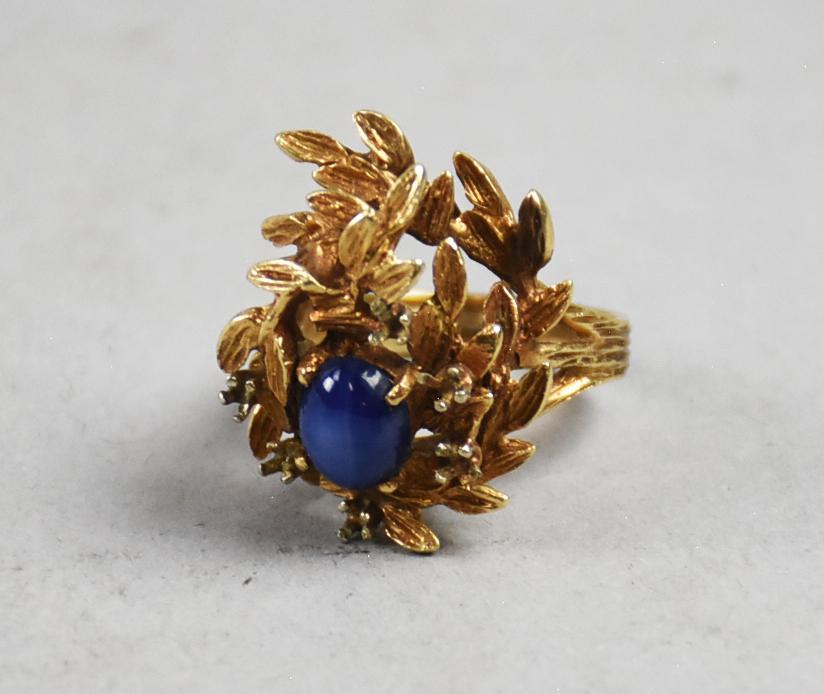 MCM Brutalist/Modernist 14K and Star Sapphire Ring (1 of 7)