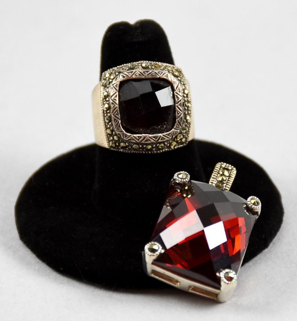 Sterling Garnet Crystal Ring & Pendant (1 of 6)