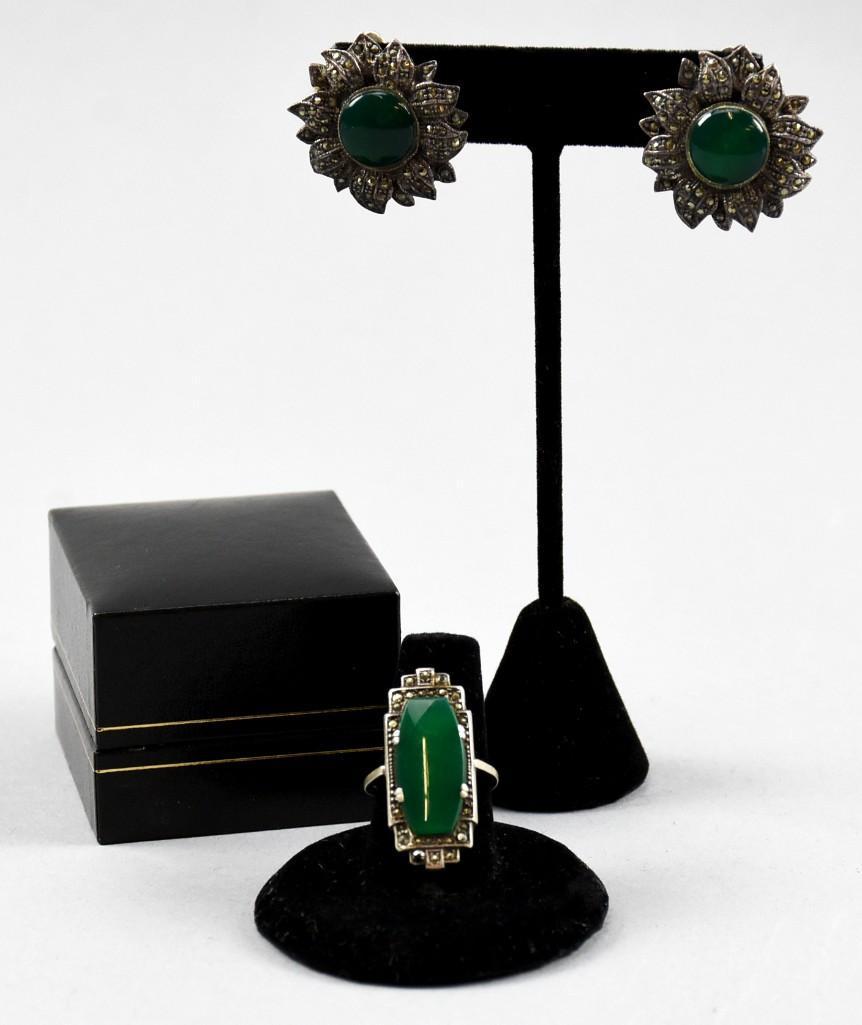 Beautiful Hava Sterling & Green Onyx Set (1 of 7)