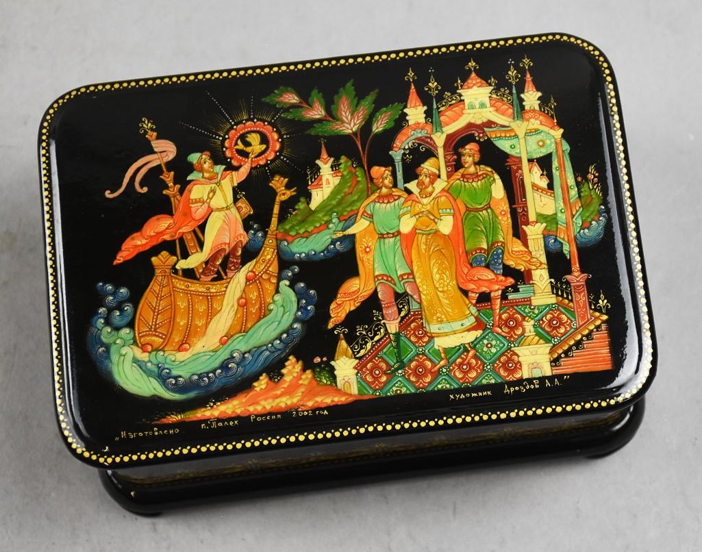 Russian Poem Lacquer Box, Tale of Tsar Saltan, Palekh COA (1 of 8)