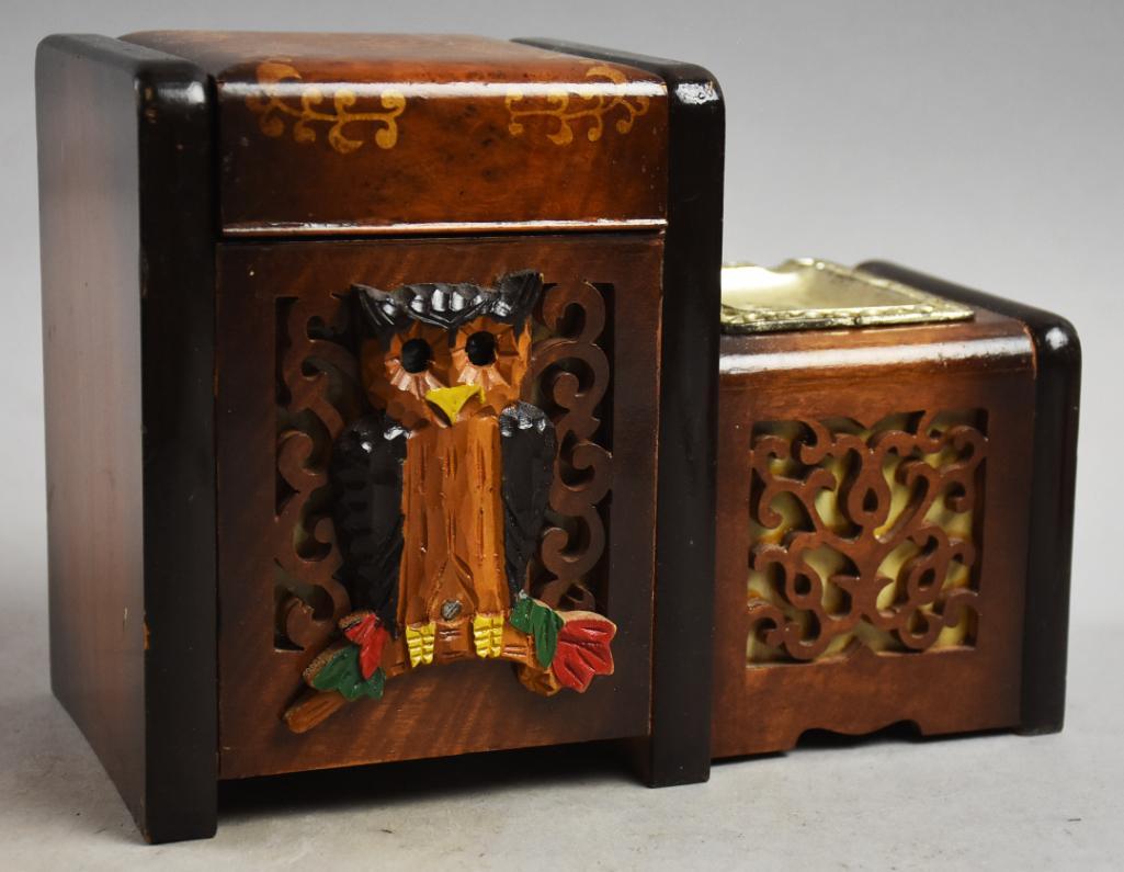Occupied Japan Musical Owl Cigarette Dispenser, Ashtray (1 of 9)