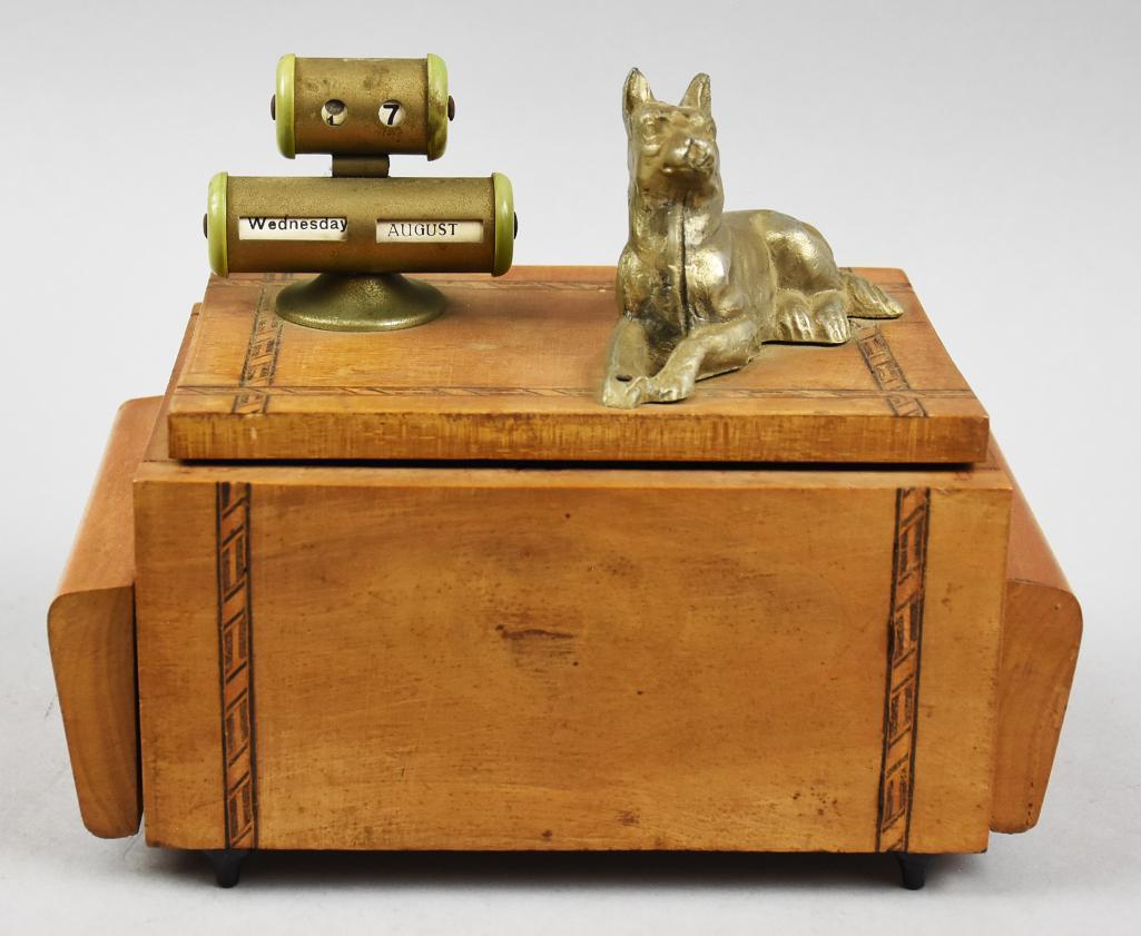 Art Deco Tabletop Cigarette Box, Calendar & Music Box (1 of 7)